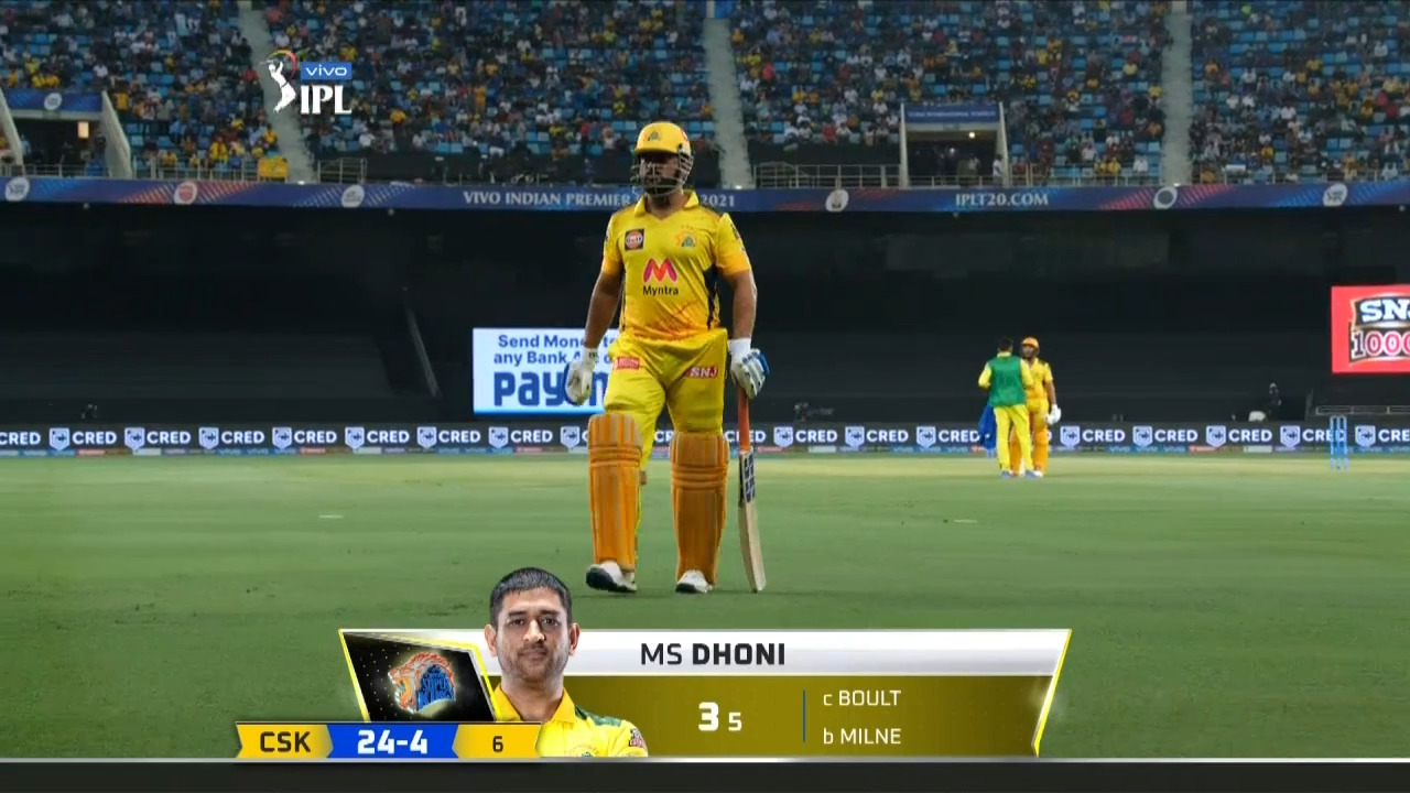 M30: CSK vs MI – MS Dhoni Wicket background