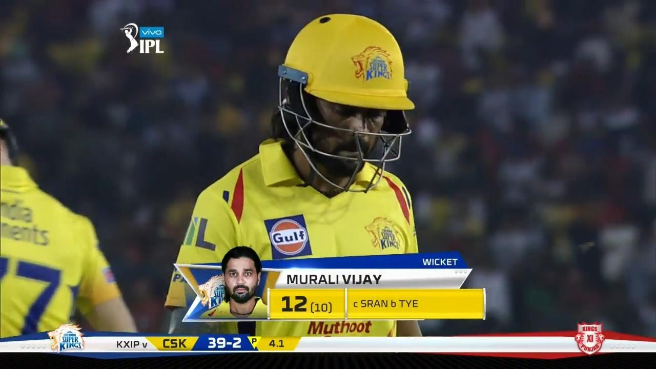 M12: KXIP vs CSK – Murali Vijay Wicket