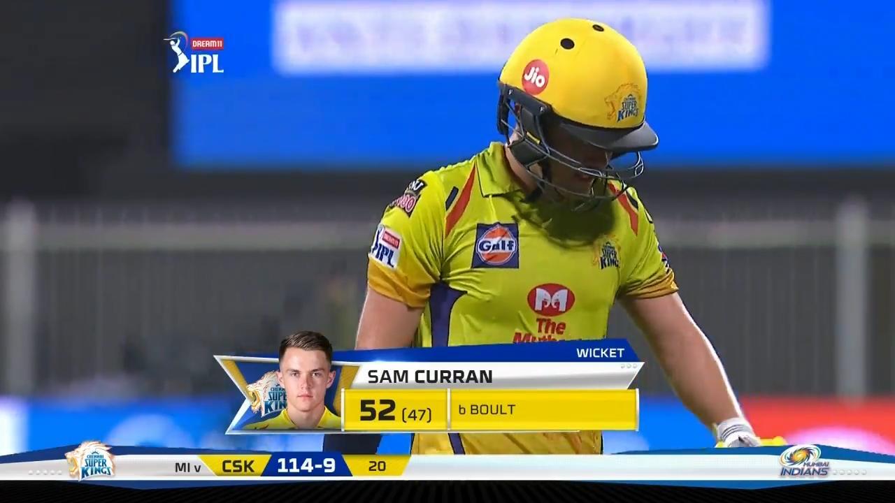 M41: CSK vs MI – Sam Curran Wicket