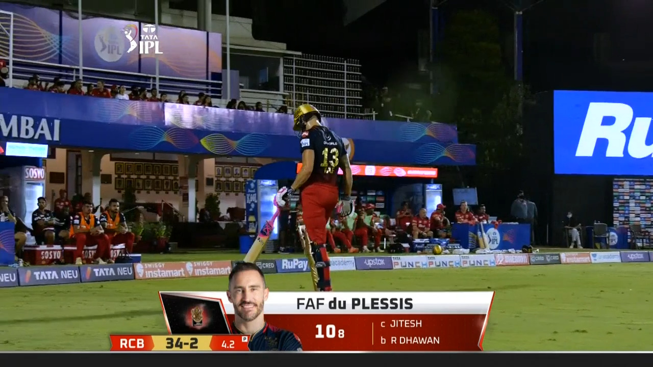 M60: RCB vs PBKS – Faf Du Plessis Wicket