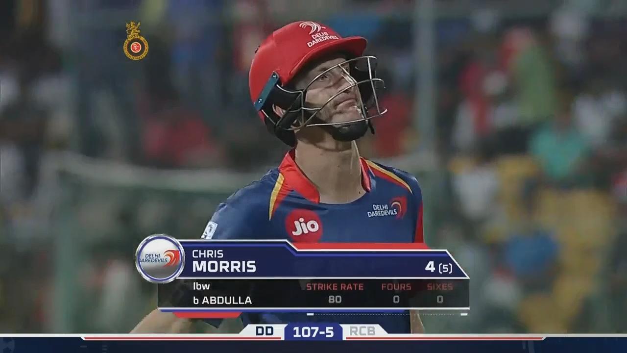 M5: RCB vs DD – Chris Morris Wicket