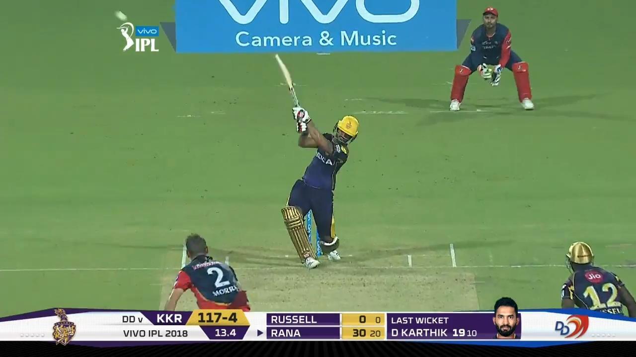 M13: KKR vs DD – Nitish Rana Six background