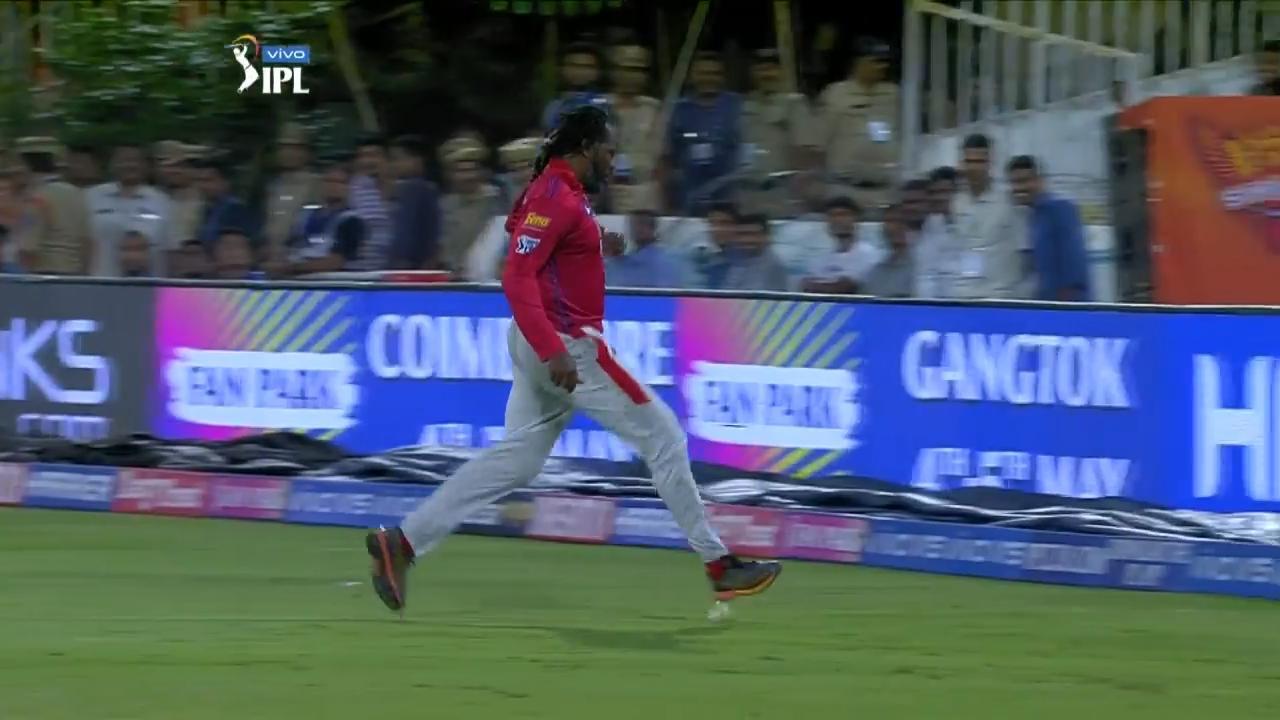 Chris Gayle 'kicks it' to the boundary
