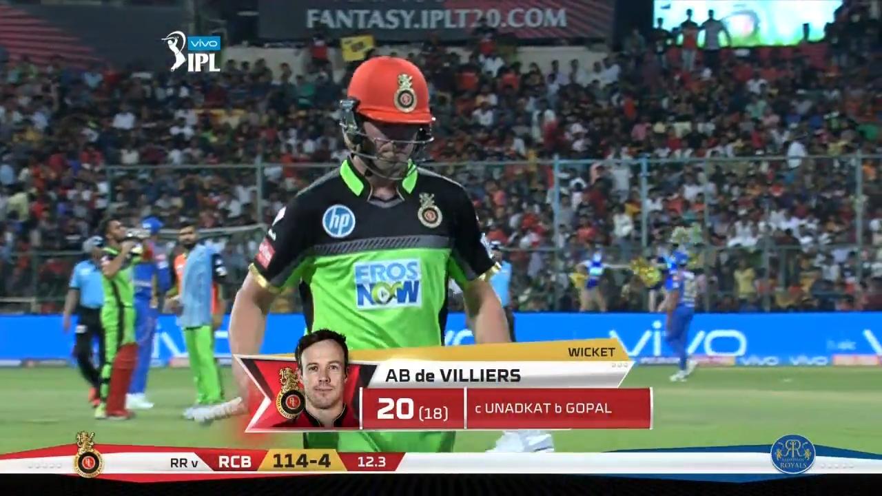 M11: RCB vs RR – AB de Villiers Wicket