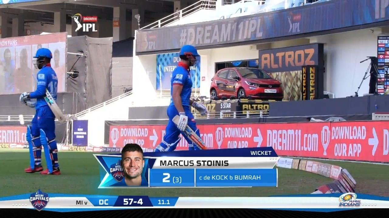 M51: DC vs MI – Marcus Stoinis Wicket