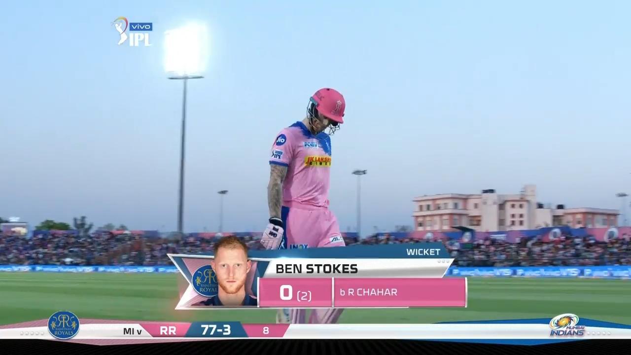 M36: RR vs MI – Ben Stokes Wicket