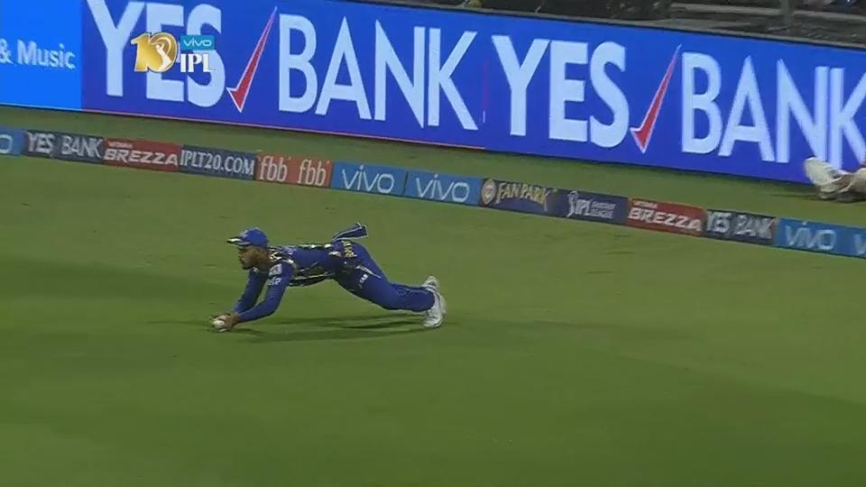 Nitish Rana plucks out a stunner at the boundary ropes background