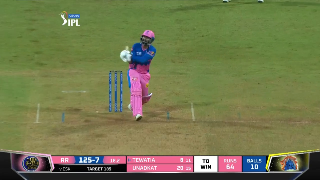 M12: CSK vs RR – Rahul Tewatia Six
