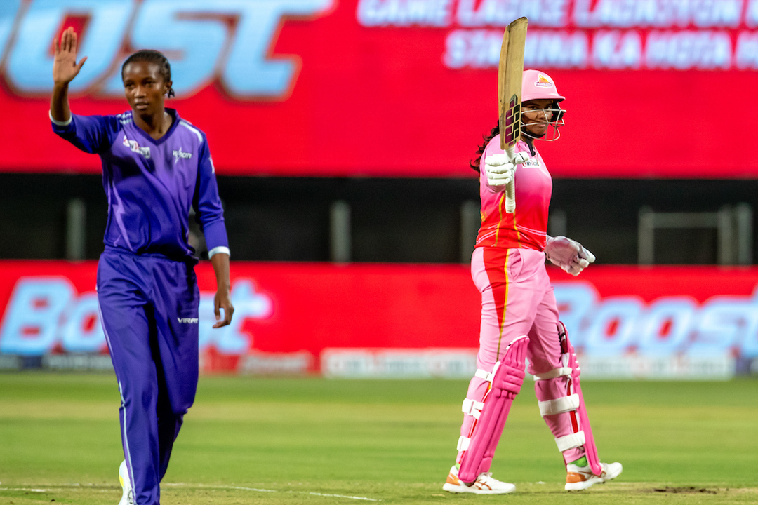 S Meghana's terrific knock of 73(47) on Women's T20 Challenge debut background