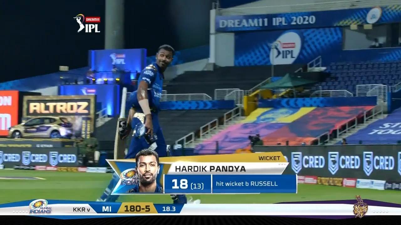M05: KKR vs MI – Hardik Pandya Wicket