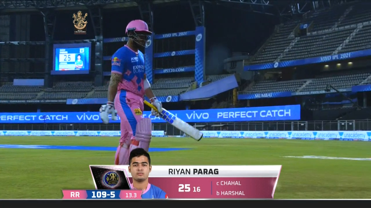 M16: RCB vs RR – Riyan Parag Wicket