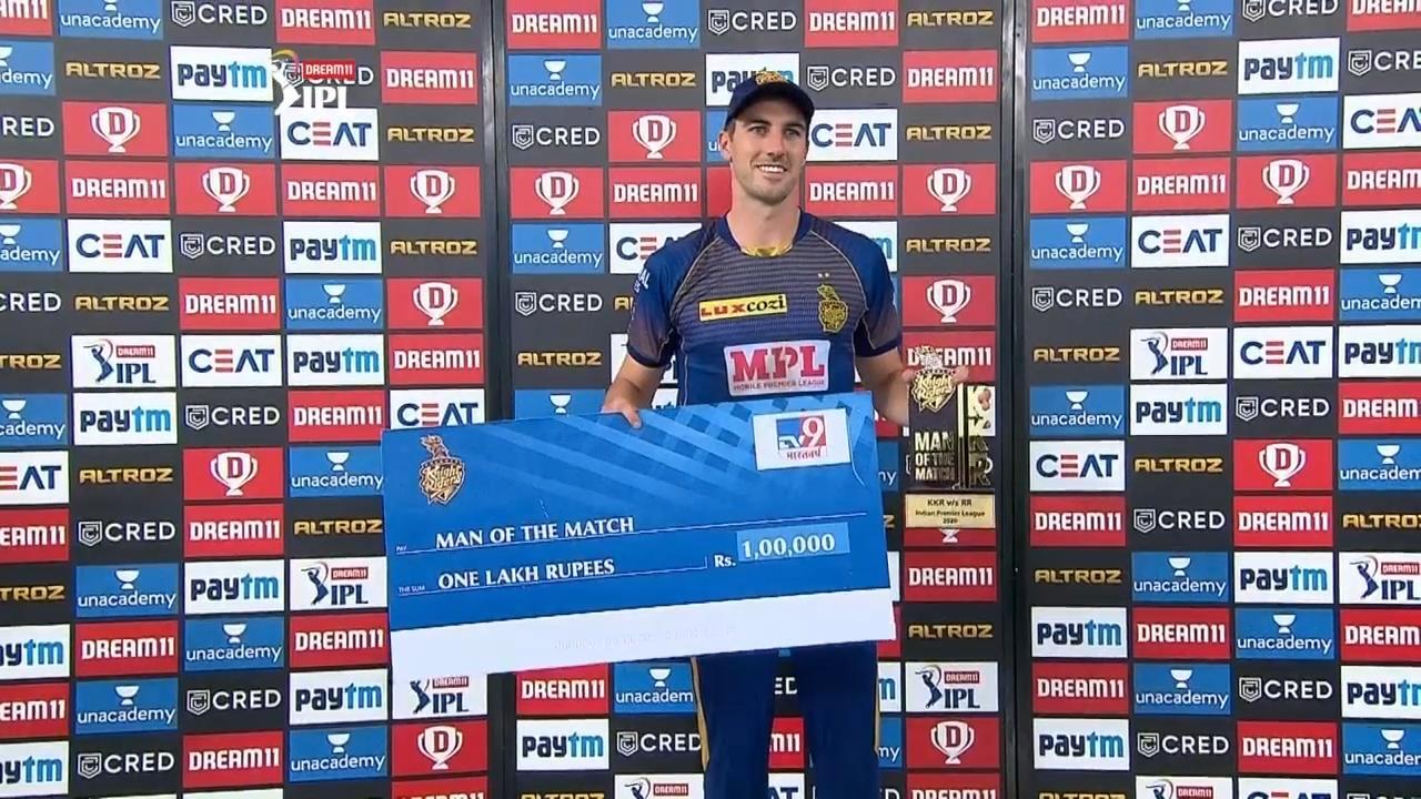 M54: KKR vs RR – Man of the Match – Pat Cummins background