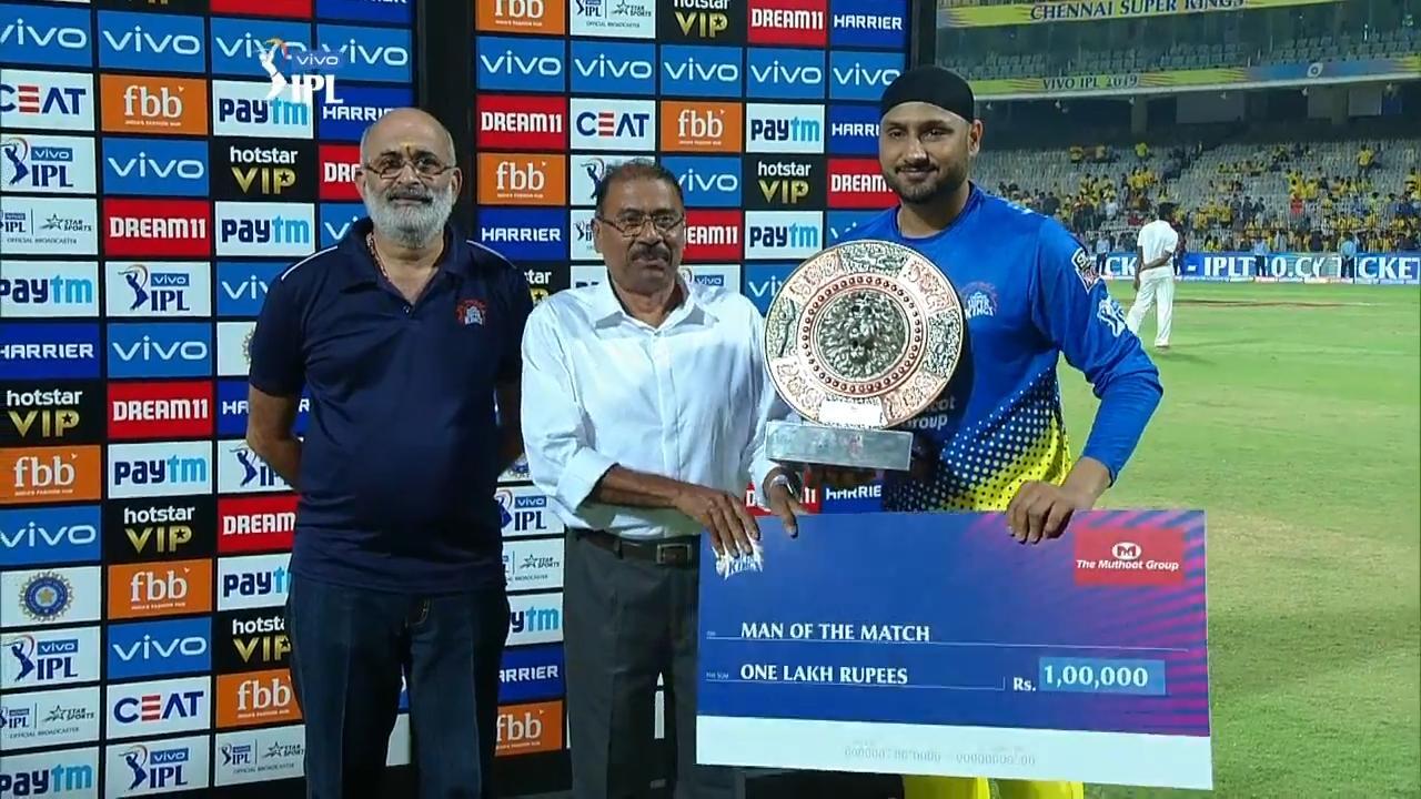 M01: CSK vs RCB – Man of the Match – Harbhajan Singh
