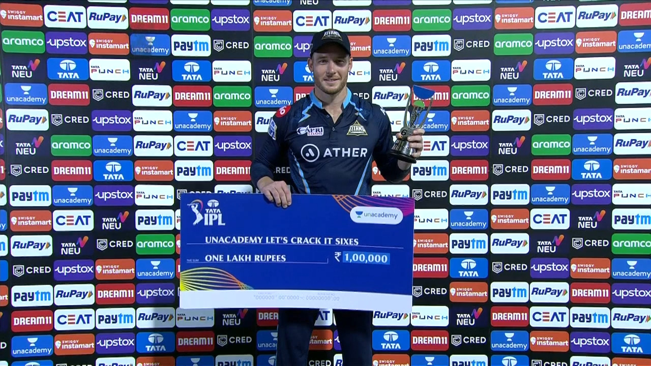 M67: RCB vs GT – Unacademy Let's Crack It Sixes of the Match – David Miller background