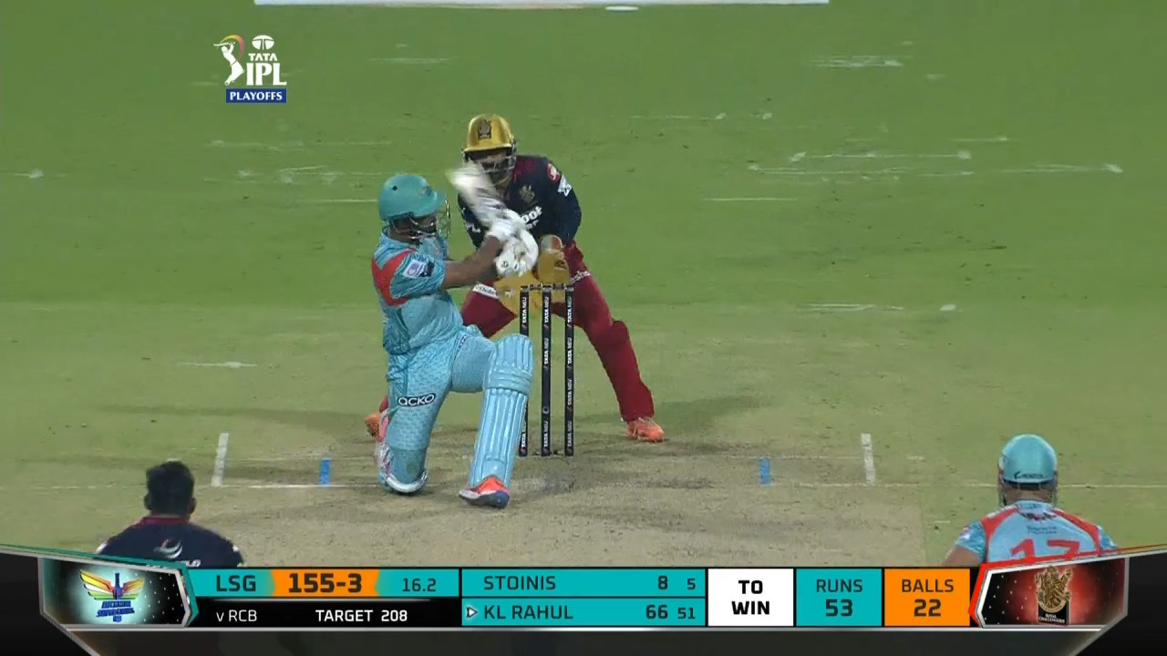 Eliminator: LSG vs RCB – KL Rahul Six