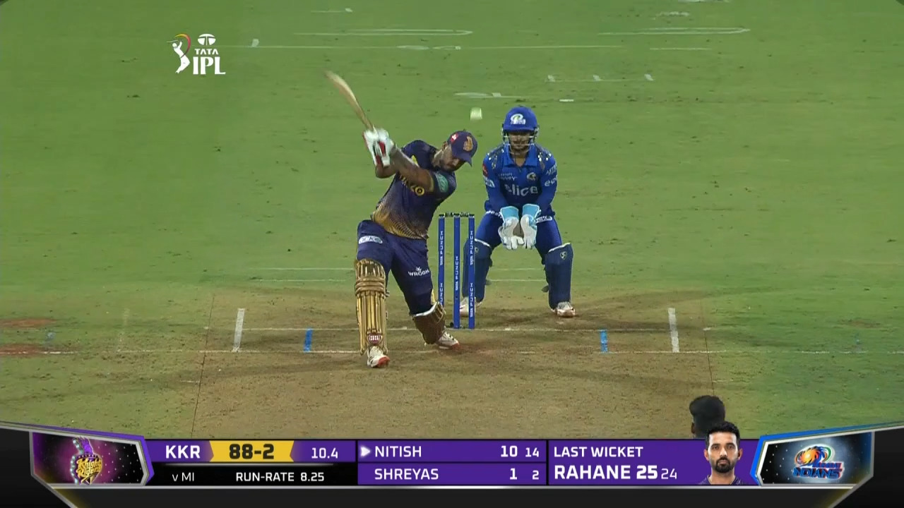 M56: MI vs KKR – Nitish Rana Six background