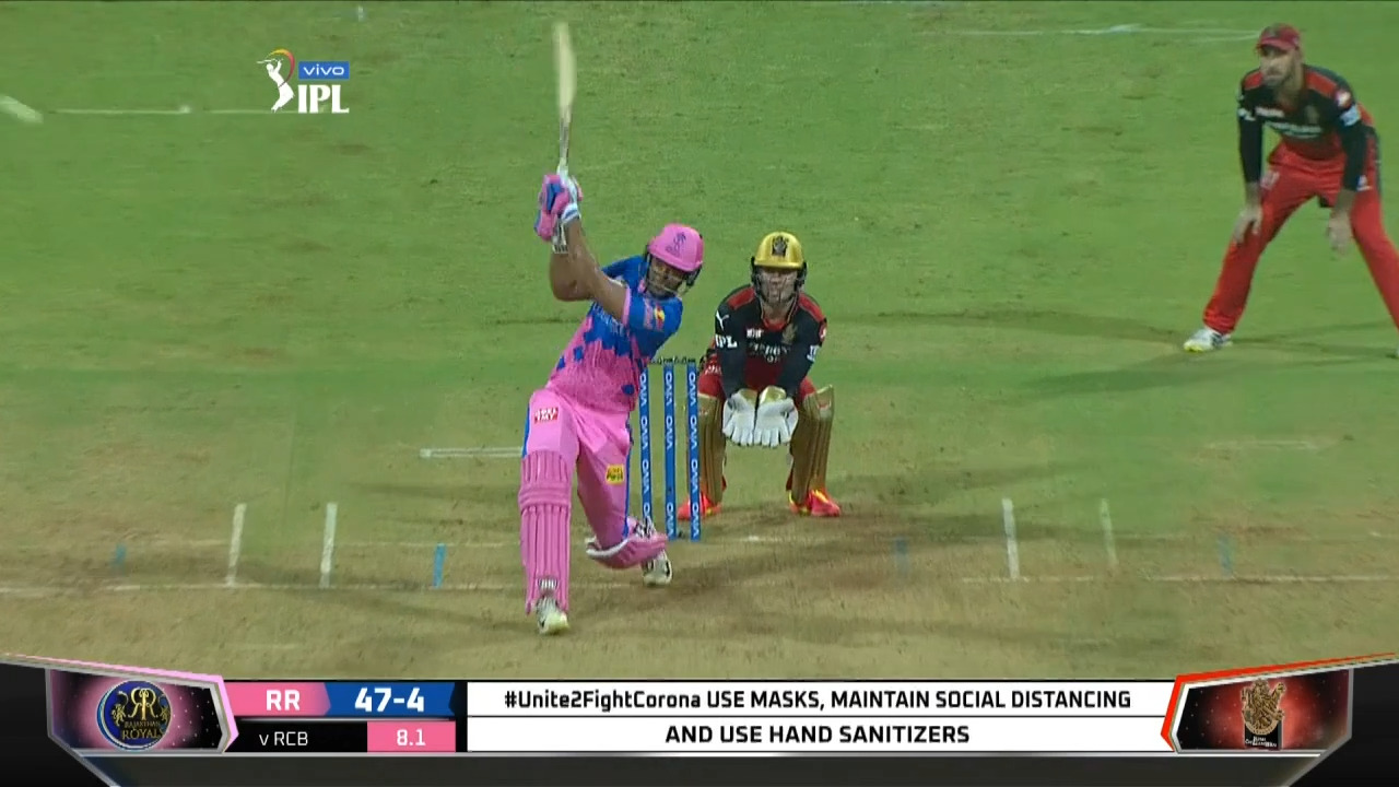 M16: RCB vs RR – Shivam Dube Six background