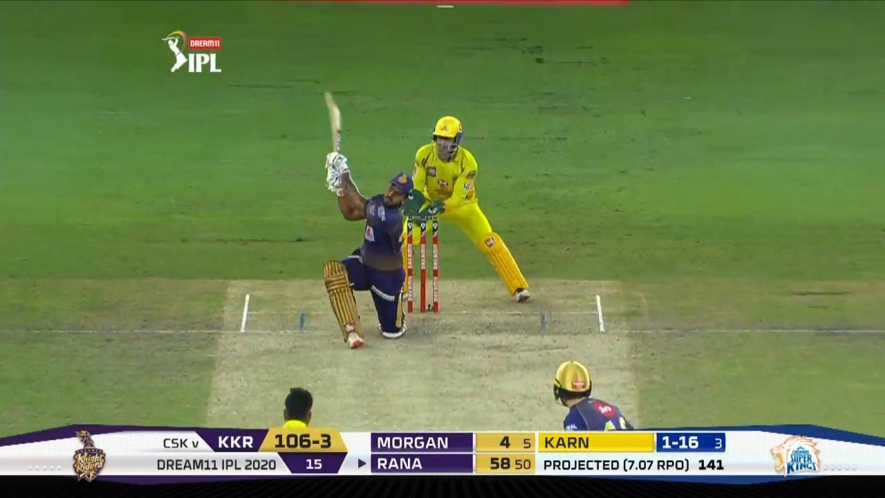M49: CSK vs KKR – Nitish Rana Six