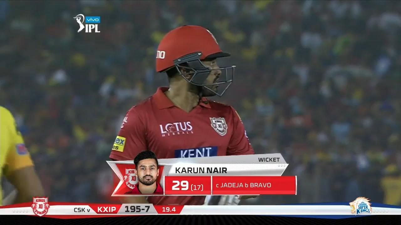 M12: KXIP vs CSK – Karun Nair Wicket