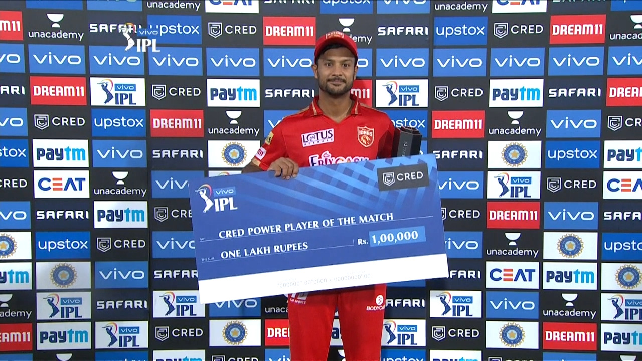 M17: PBKS vs MI – CRED Power Player of the Match – Mayank Agarwal background