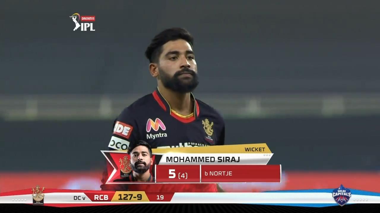 M19: RCB vs DC – Mohammed Siraj Wicket background