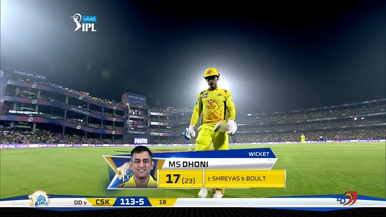 M52: DD vs CSK – MS Dhoni Wicket background