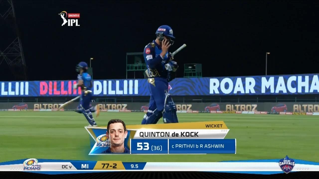 M27: MI vs DC – Quinton de Kock Wicket