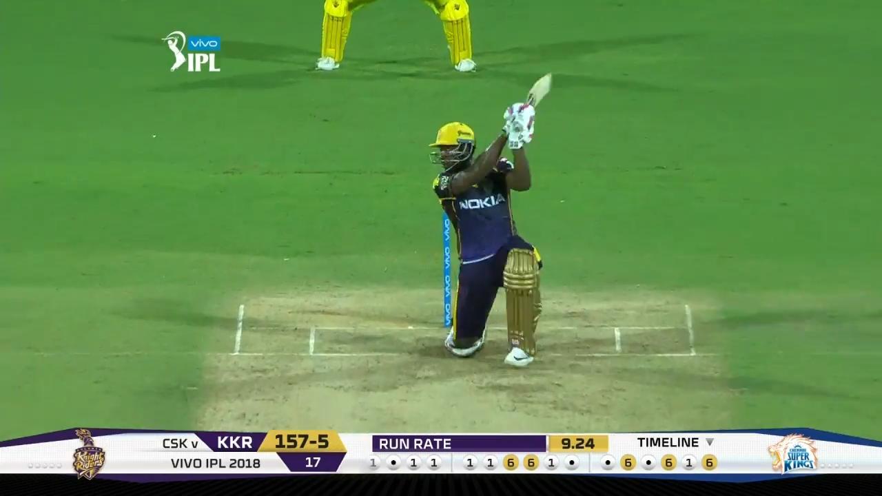 M05: CSK vs KKR – Andre Russell Six background