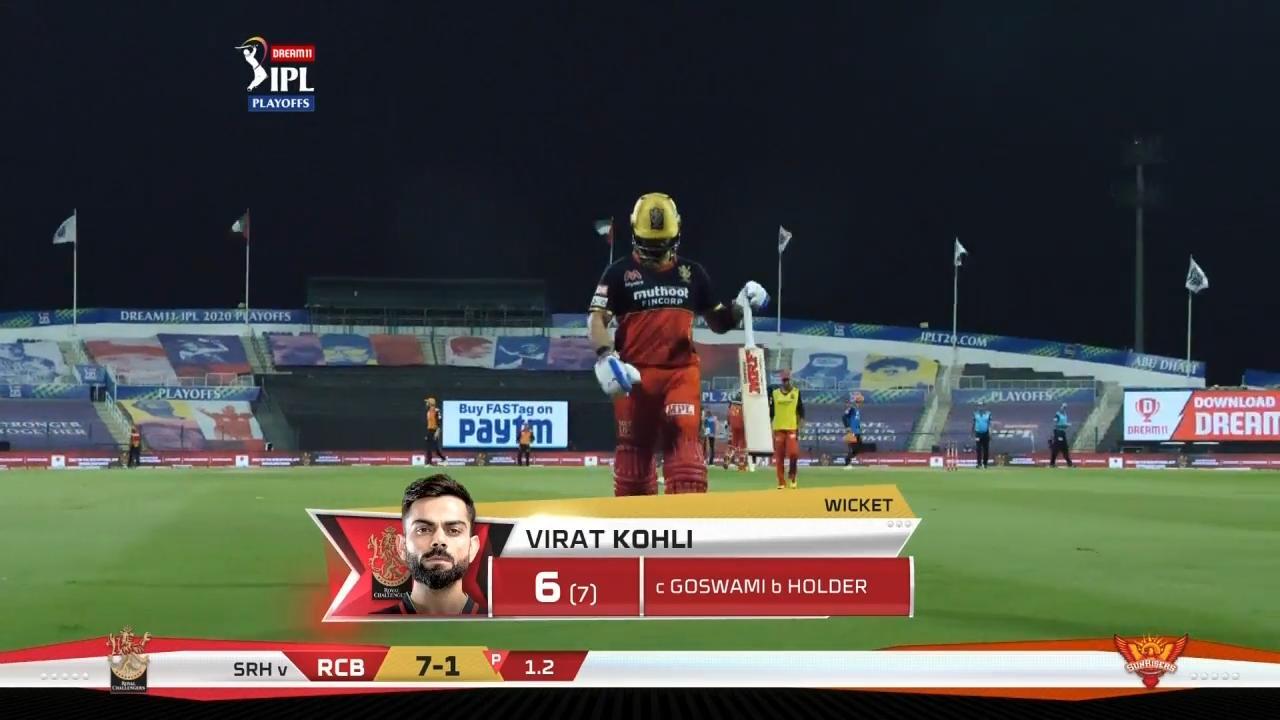Eliminator: SRH vs RCB – Virat Kohli Wicket