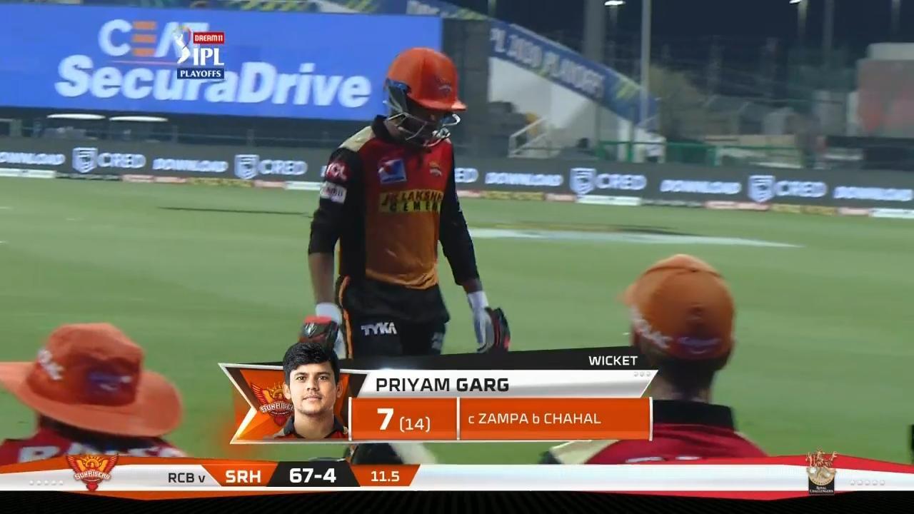 Eliminator: SRH vs RCB – Priyam Garg Wicket background