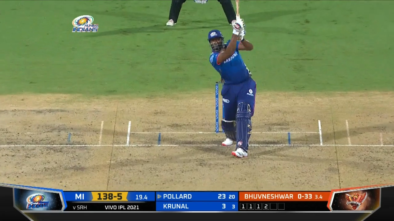 M09: MI vs SRH – Kieron Pollard Six background
