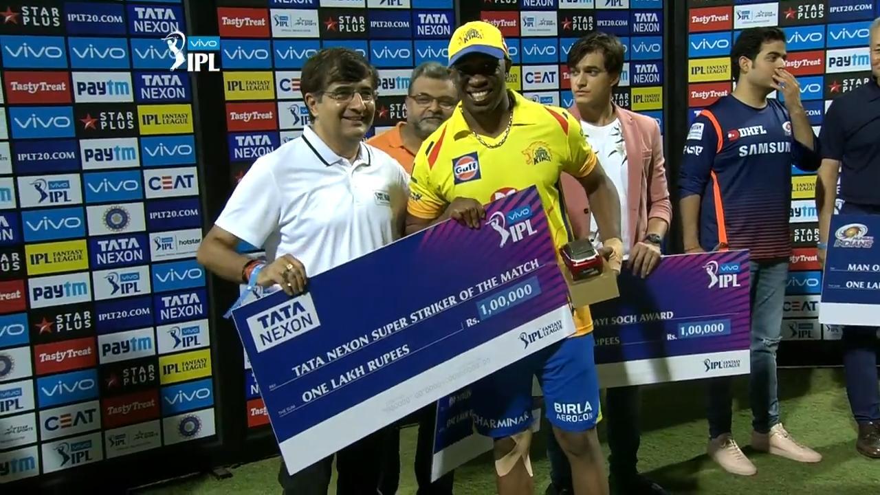 M01: MI vs CSK – TATA nexon super striker of the match – Dwayne Bravo