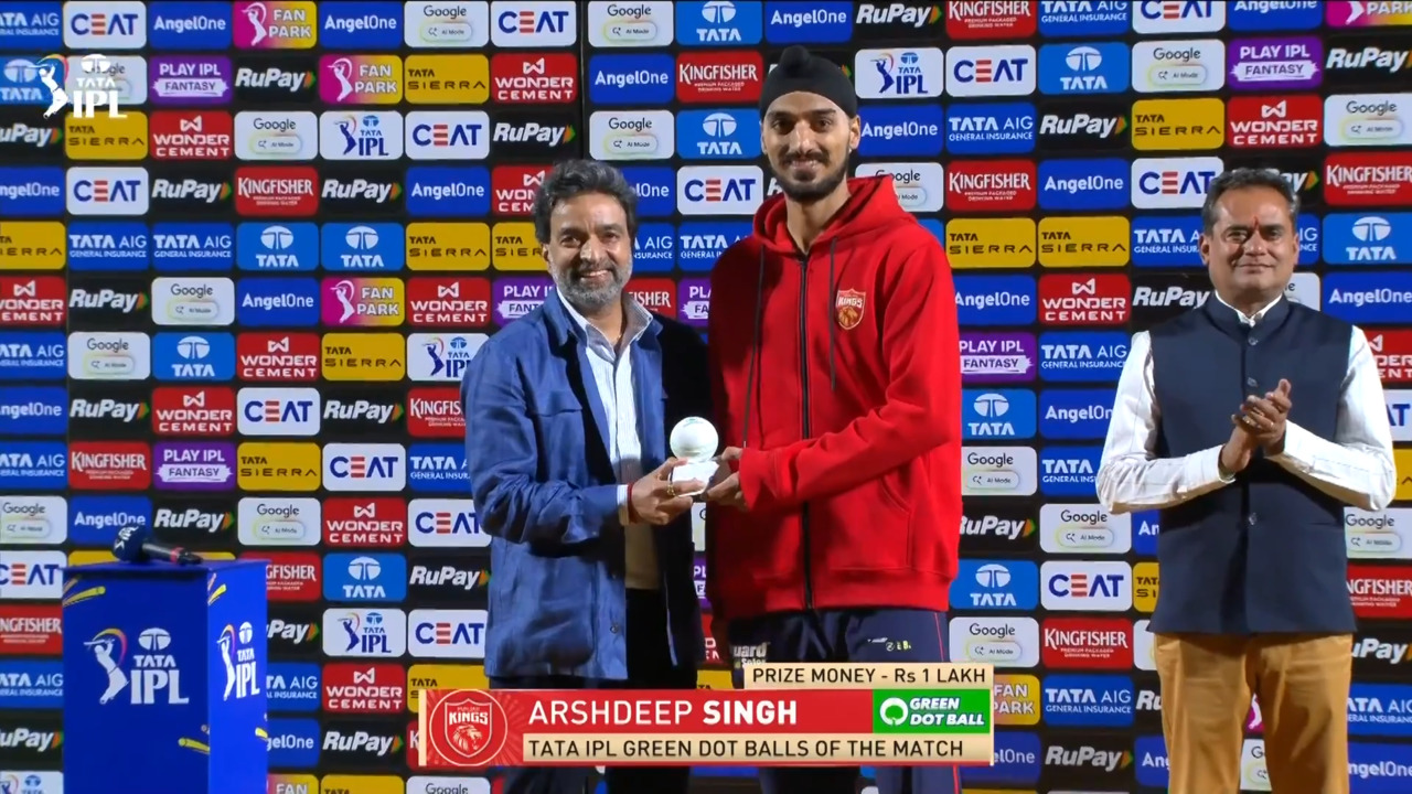 IPL 2026 M55: PBKS vs DC - TATA IPL Green Dot Balls of the Match - Arshdeep Singh
