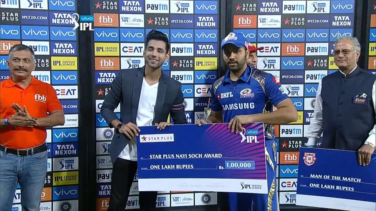 M34: KXIP vs MI – Star Plus nayi soch award – Rohit Sharma background
