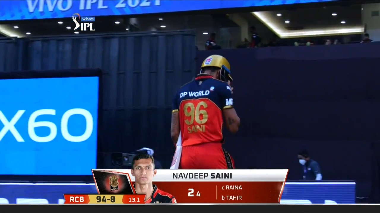 M19: CSK vs RCB – Navdeep Saini Wicket