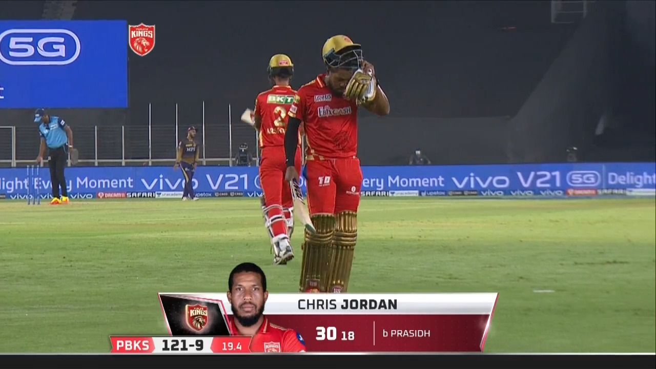 M21: PBKS vs KKR – Chris Jordan Wicket