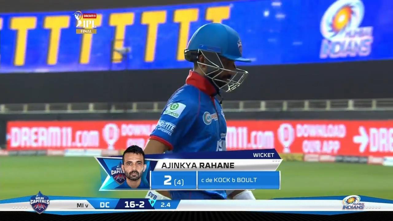 Final: MI vs DC – Ajinkya Rahane Wicket background