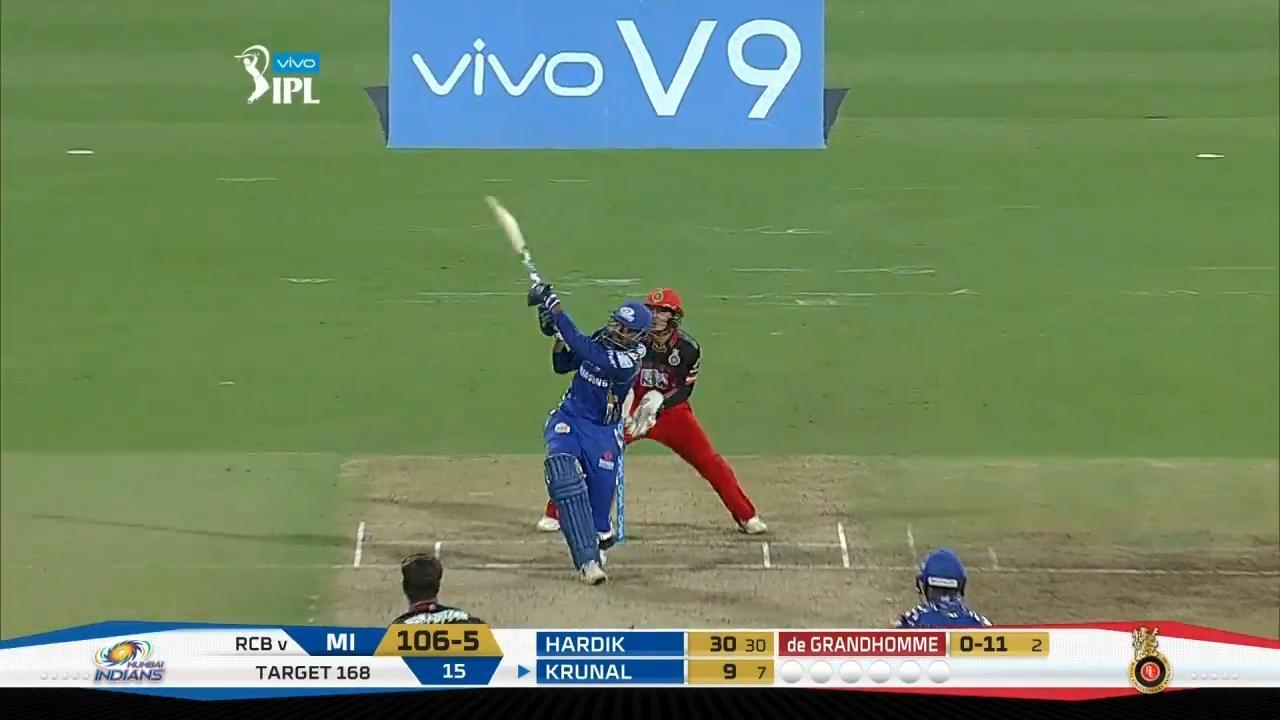 M31: RCB vs MI – Krunal Pandya Six