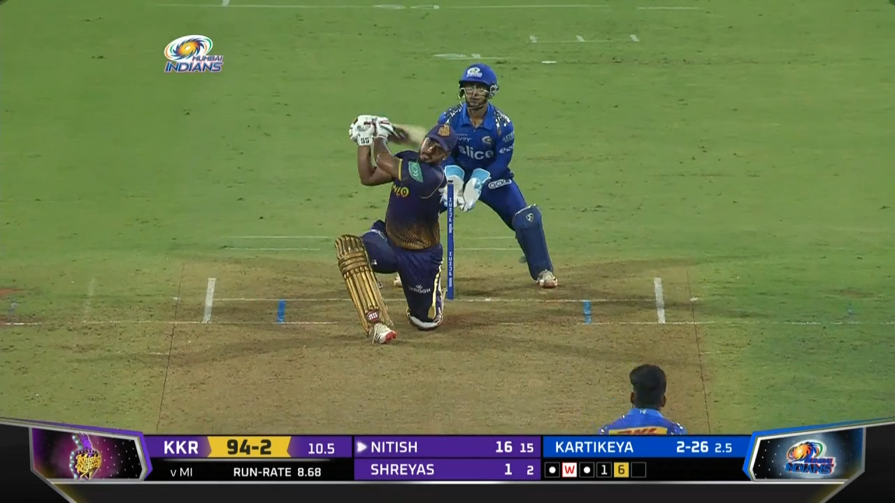 M56: MI vs KKR – Nitish Rana Six