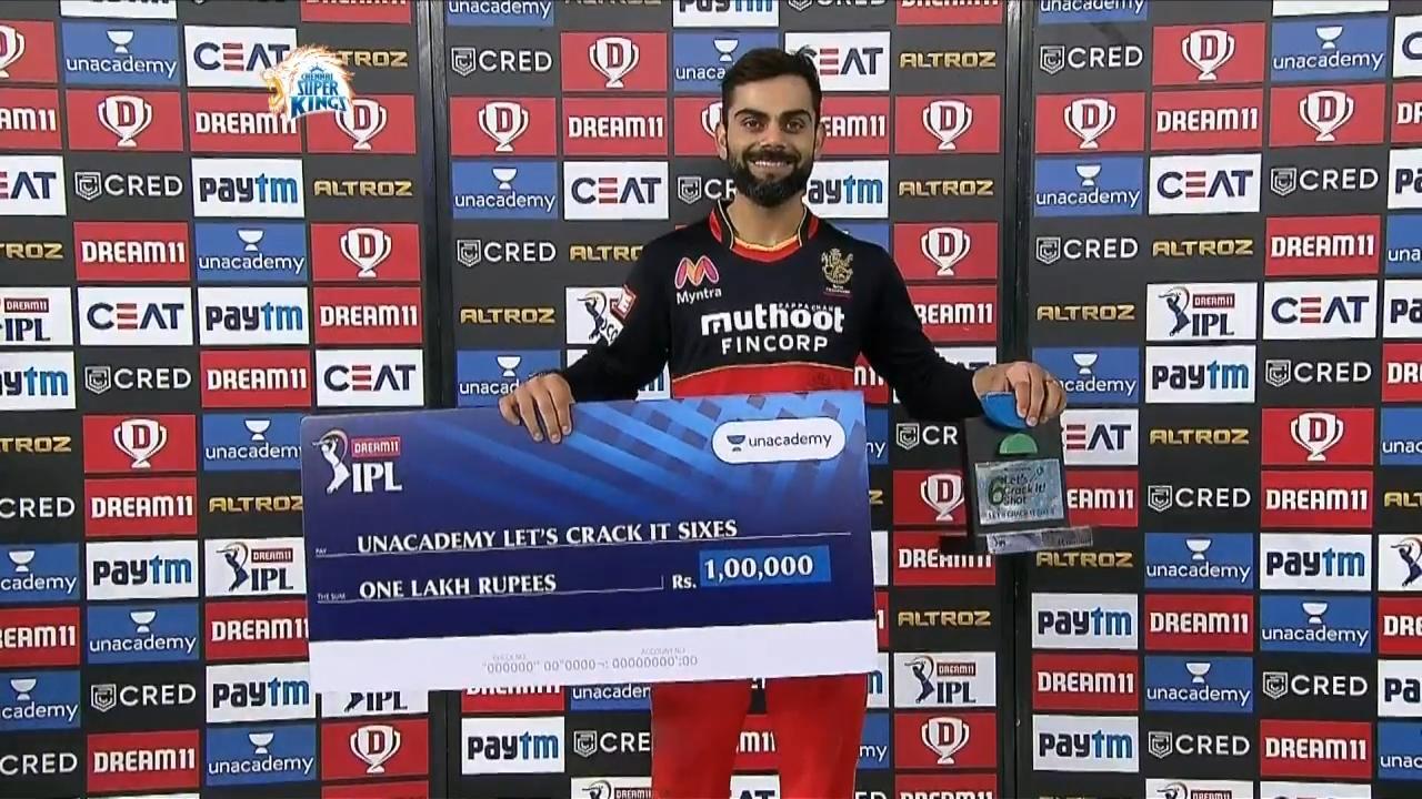 M25: CSK vs RCB – Unacademy Lets Crack It Sixes of the Match – Virat Kohli background
