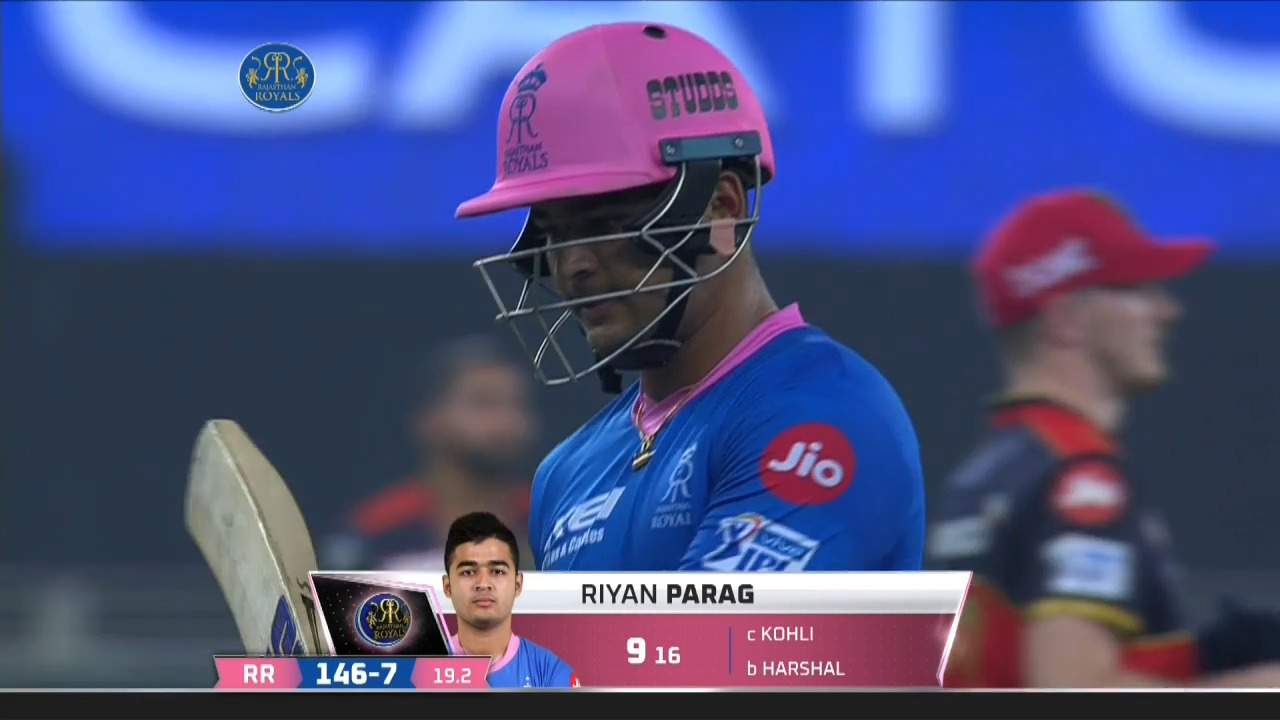 M43: RR vs RCB – Riyan Parag Wicket