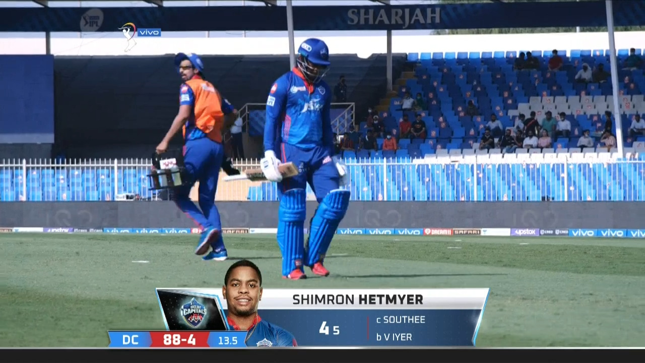 M41: KKR vs DC – Shimron Hetmyer Wicket