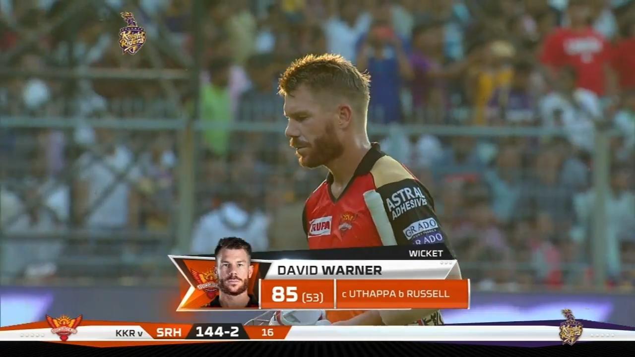 M02: KKR vs SRH – David Warner Wicket background
