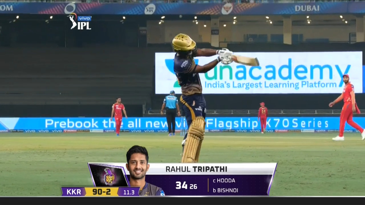 M45: KKR vs PBKS – Rahul Tripathi Wicket