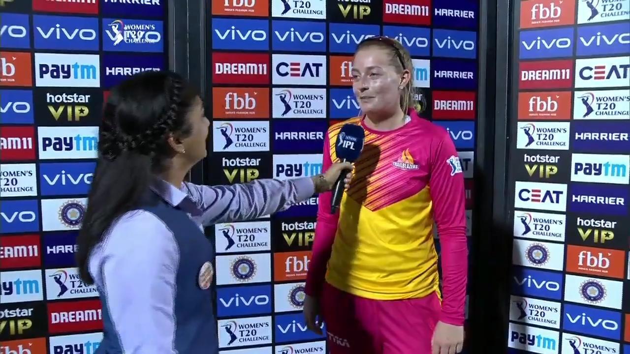 M01: Trailblazers vs Supernovas – Sophie Ecclestone Interview background