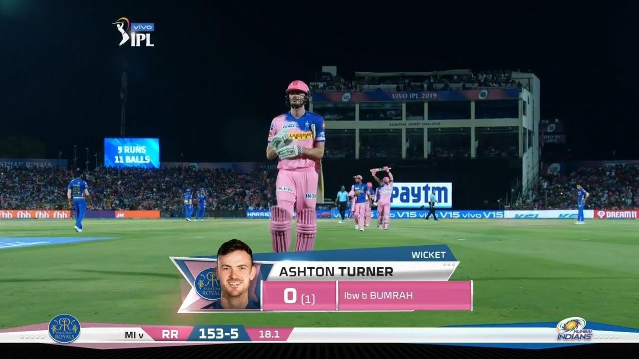 M36: RR vs MI – Ashton Turner Wicket