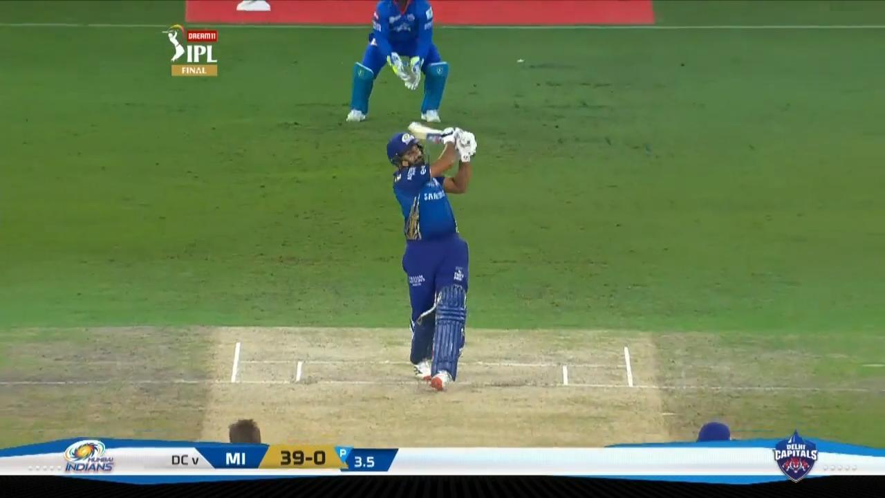 Final: MI vs DC – Rohit Sharma Six background