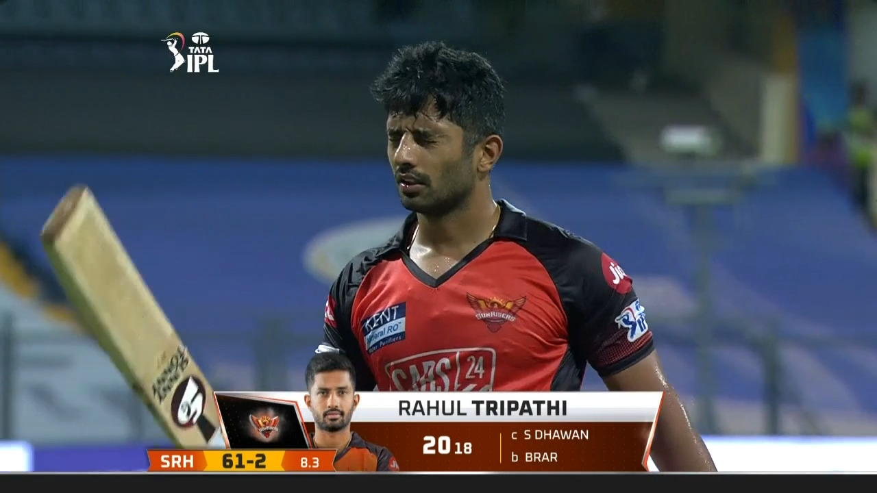 M70: SRH vs PBKS – Rahul Tripathi Wicket