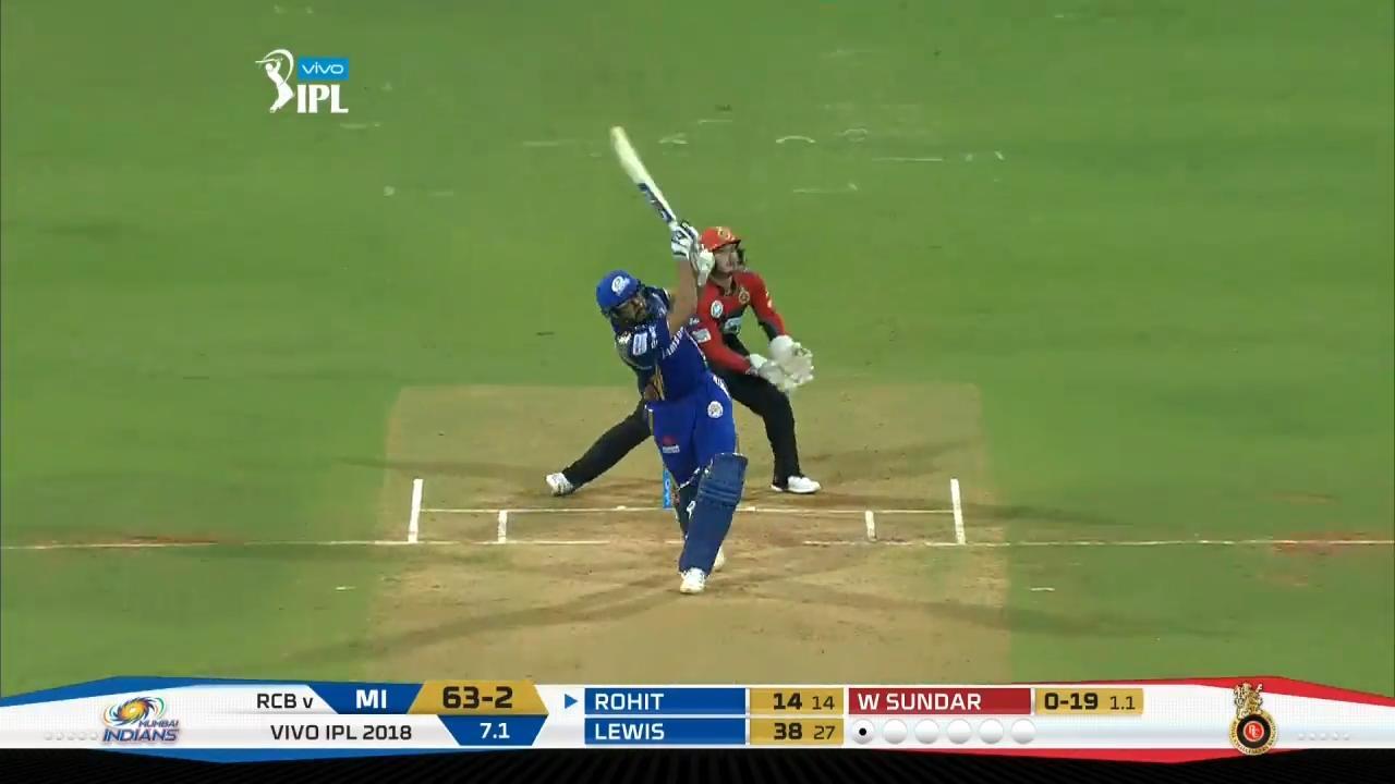 M14: MI vs RCB – Rohit Sharma Six