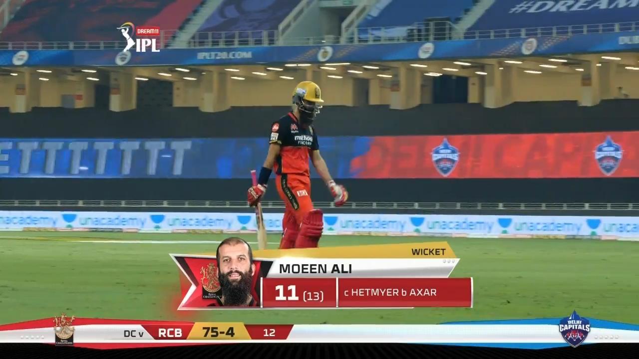 M19: RCB vs DC – Moeen Ali Wicket background